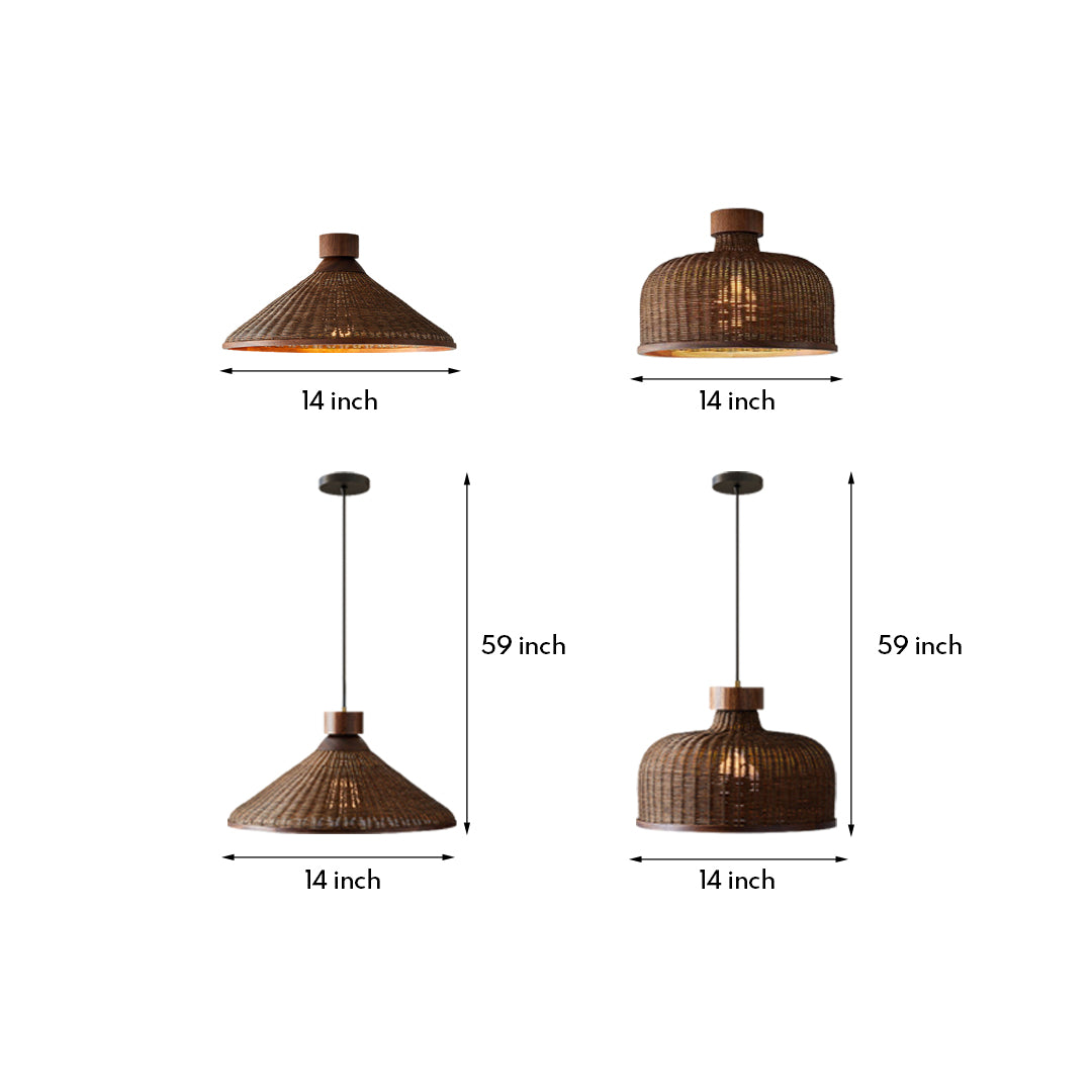 Handwoven Rattan Pendant Light with Wabi-Sabi Zen Aesthetic