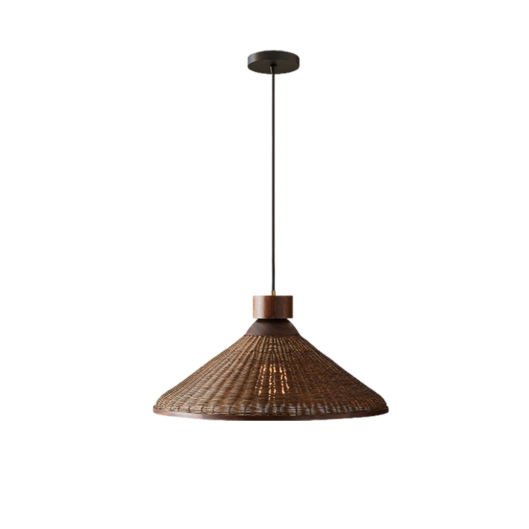 Handwoven Rattan Pendant Light with Wabi-Sabi Zen Aesthetic