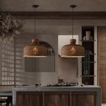 Handwoven Rattan Pendant Light with Wabi-Sabi Zen Aesthetic