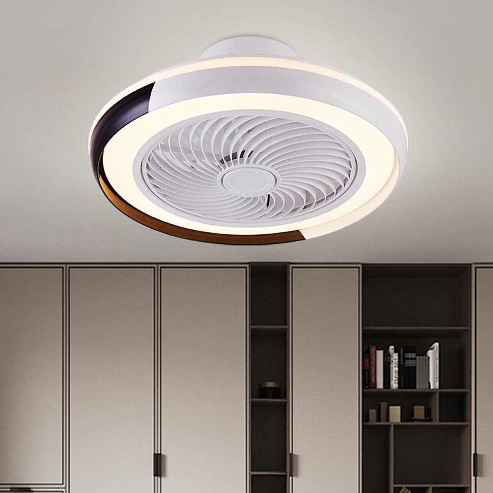 Modern Flush Mount Bladeless Ceiling Fan with Dimmable LED Light