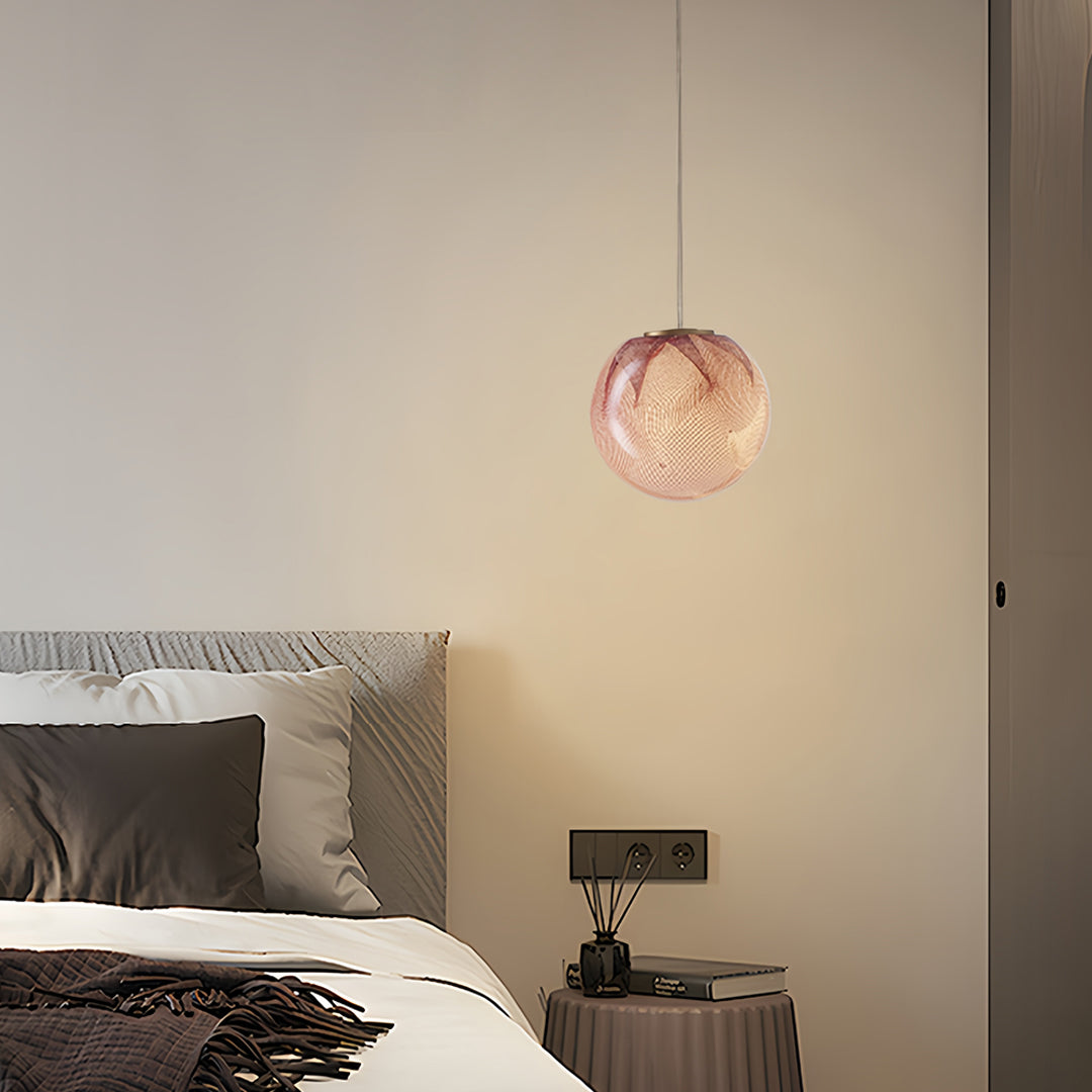 Aurelia Glass Globe Pendant Light in Purple Metal for Modern Interiors