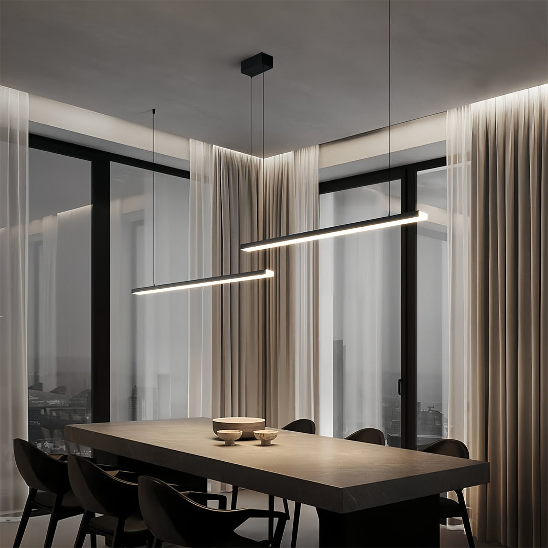 Linear Double Pendant Light in Brushed Black Aluminum