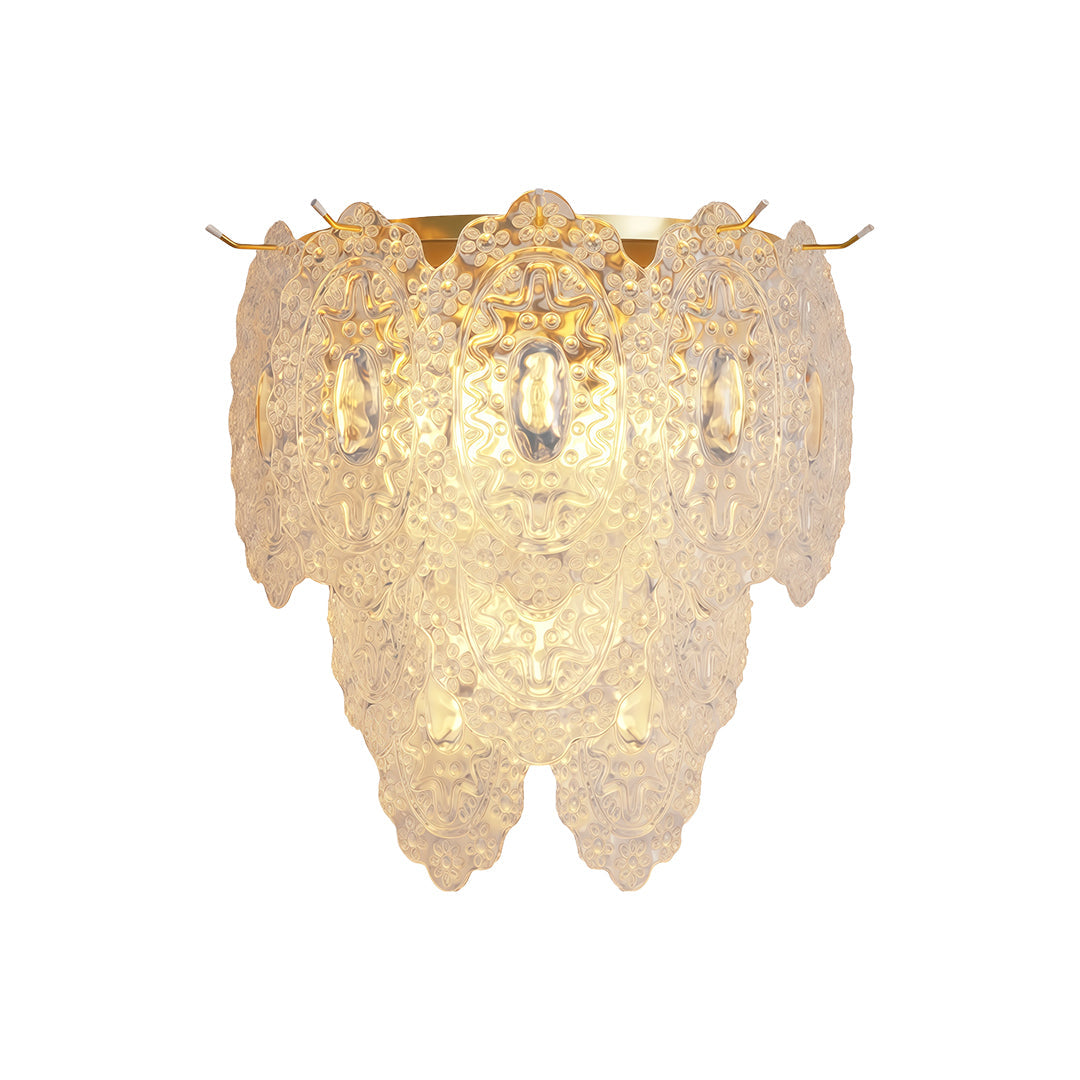 French Art Deco Copper Wall Sconce with Clear Glass Shades