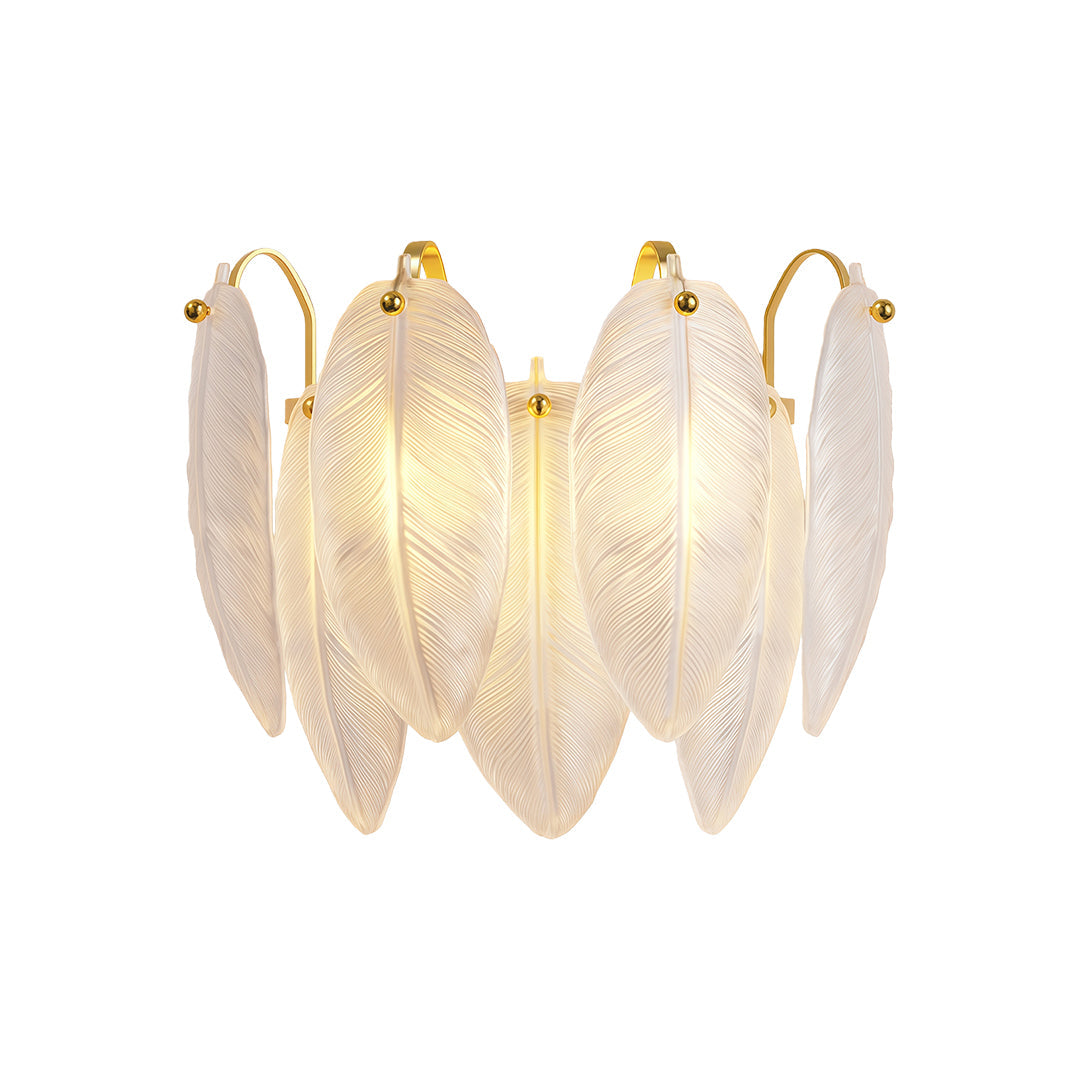 Feather Wall Sconce in Copper, Nickel, or Black – French Luxury Glass Lighting