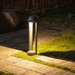 Modern Outdoor Bollard Light – Sand Gray Die-Cast Aluminum Garden Lamp