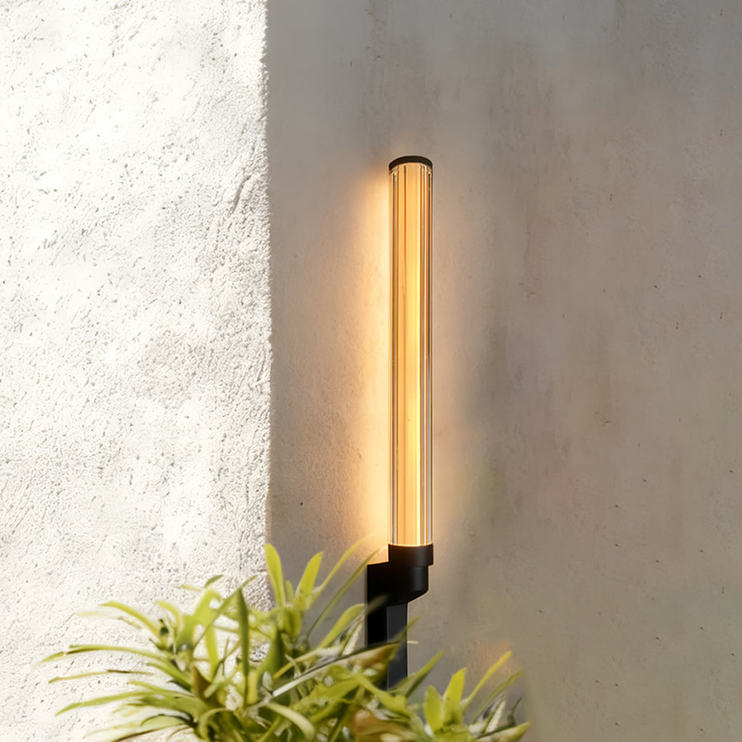 Modern Outdoor Wall Sconce with Clear Glass Shade and LED