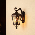 Vintage Outdoor Wall Sconce with Clear Glass Shade in Sand Black Aluminum