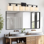 Modern Minimalist Vanity Light for Bathroom Mirror with Glass Shades