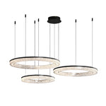 Lumière Ring Pendant Chandelier in Black and Crystal