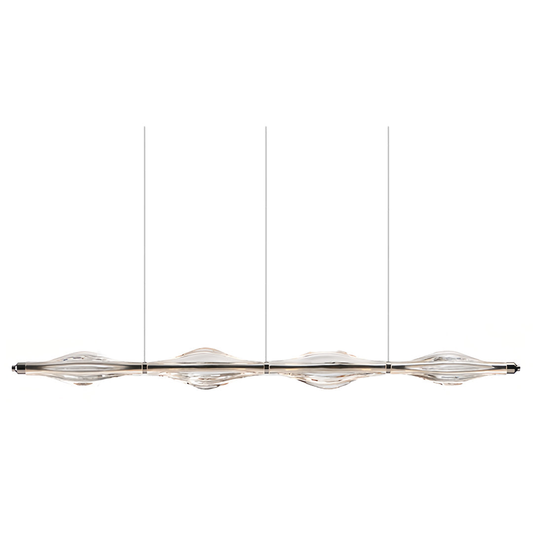 Crystal Linear Pendant Light for Kitchen Island, Modern Chrome LED Suspension