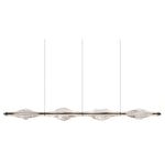 Crystal Linear Pendant Light for Kitchen Island, Modern Chrome LED Suspension