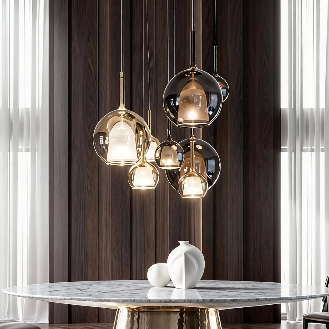 Nordic Hand-Blown Glass Ball Pendant Light for Dining Room & Living Room