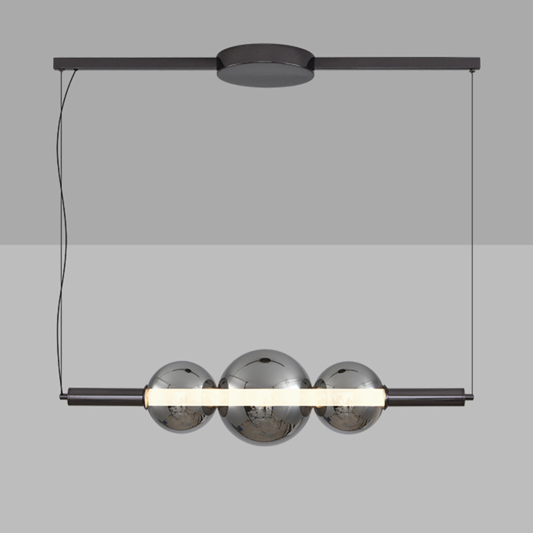 Aura Linear LED Pendant Light in Smoke Gray Glass for Kitchen Island