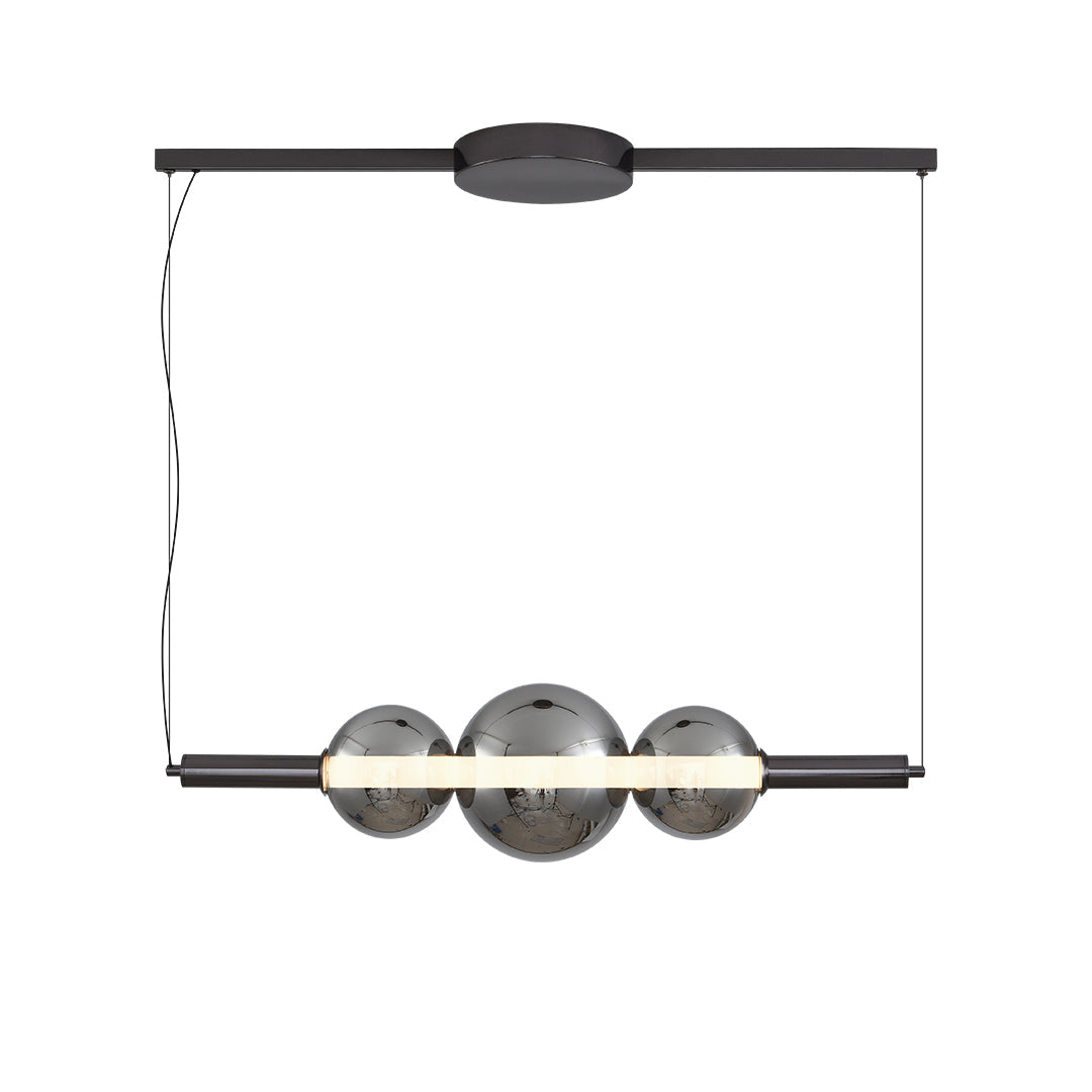 Aura Linear LED Pendant Light in Smoke Gray Glass for Kitchen Island