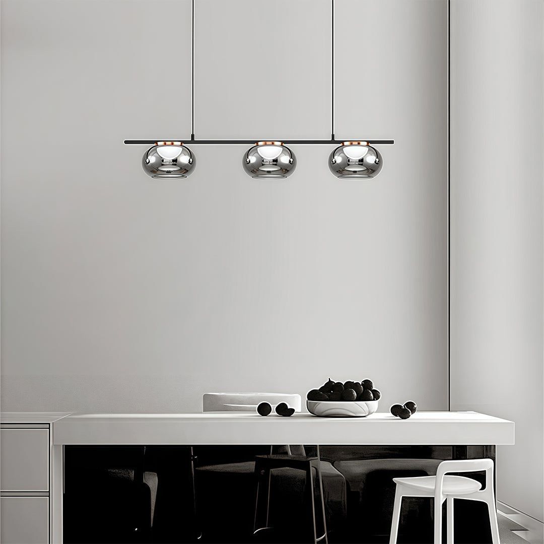 Smoked Gray Glass Pendant Light with Full-Spectrum LED, Italian Minimalist Design