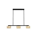 Linear LED Pendant Light in Black and Gold with Adjustable Height