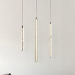 Linear Crystal Pendant Light | Modern Chrome LED Hanging Lamp for Dining Room & Kitchen Island