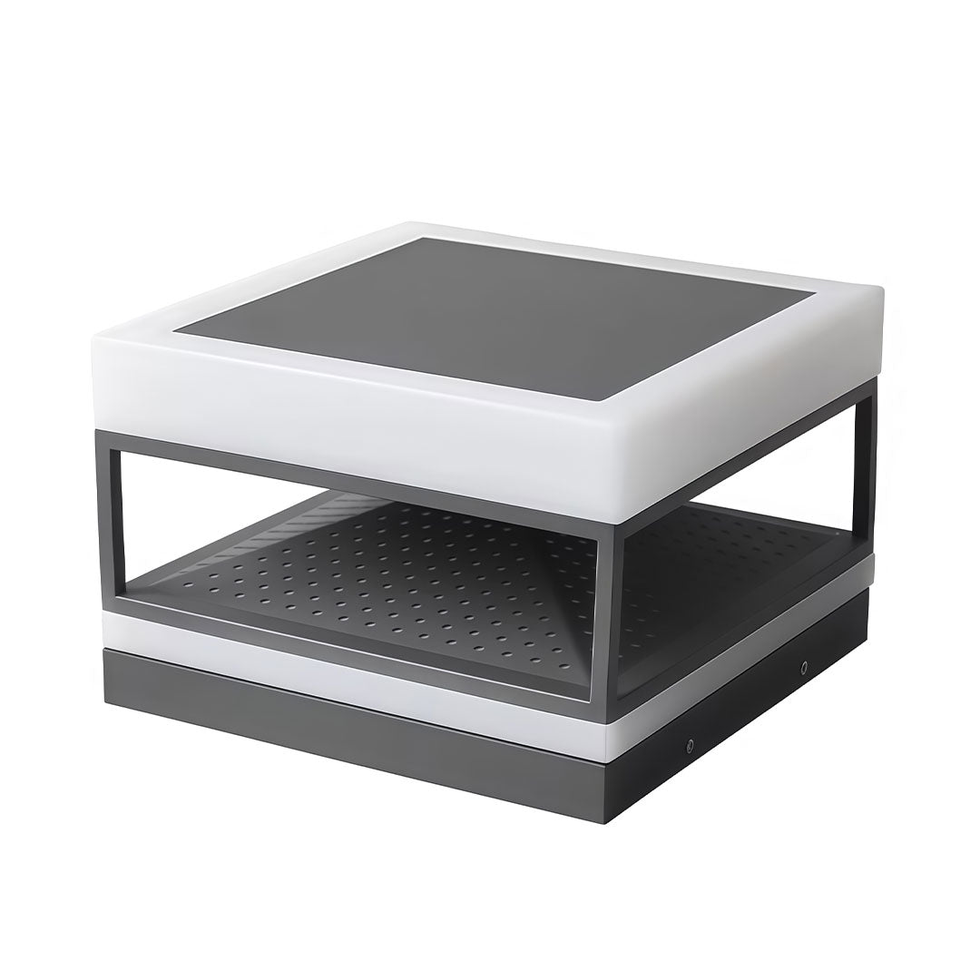 Modern Outdoor Pillar Top Light in Black Stainless Steel