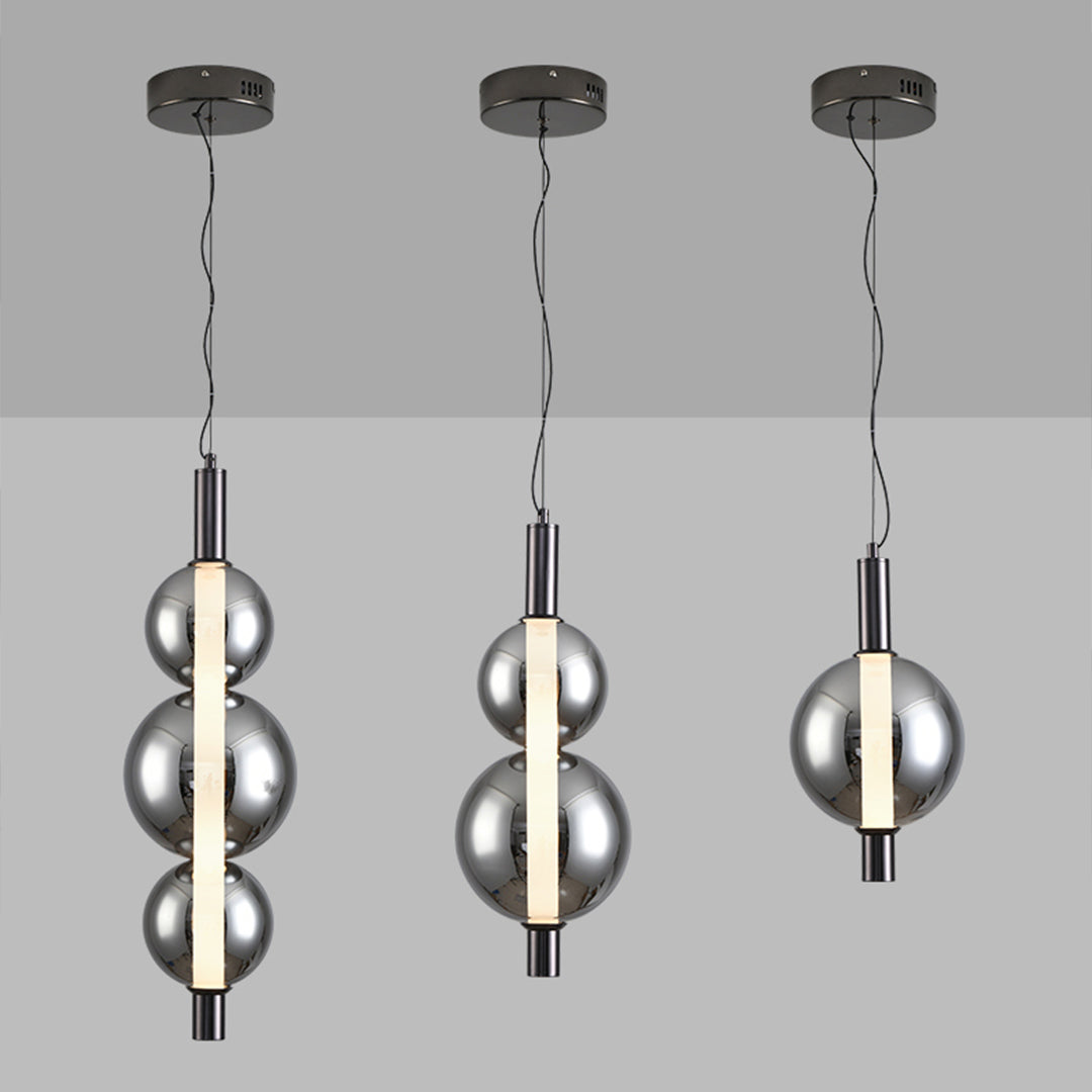 Lumina Modern Pendant Light – Minimalist LED Glass Shade in Silver