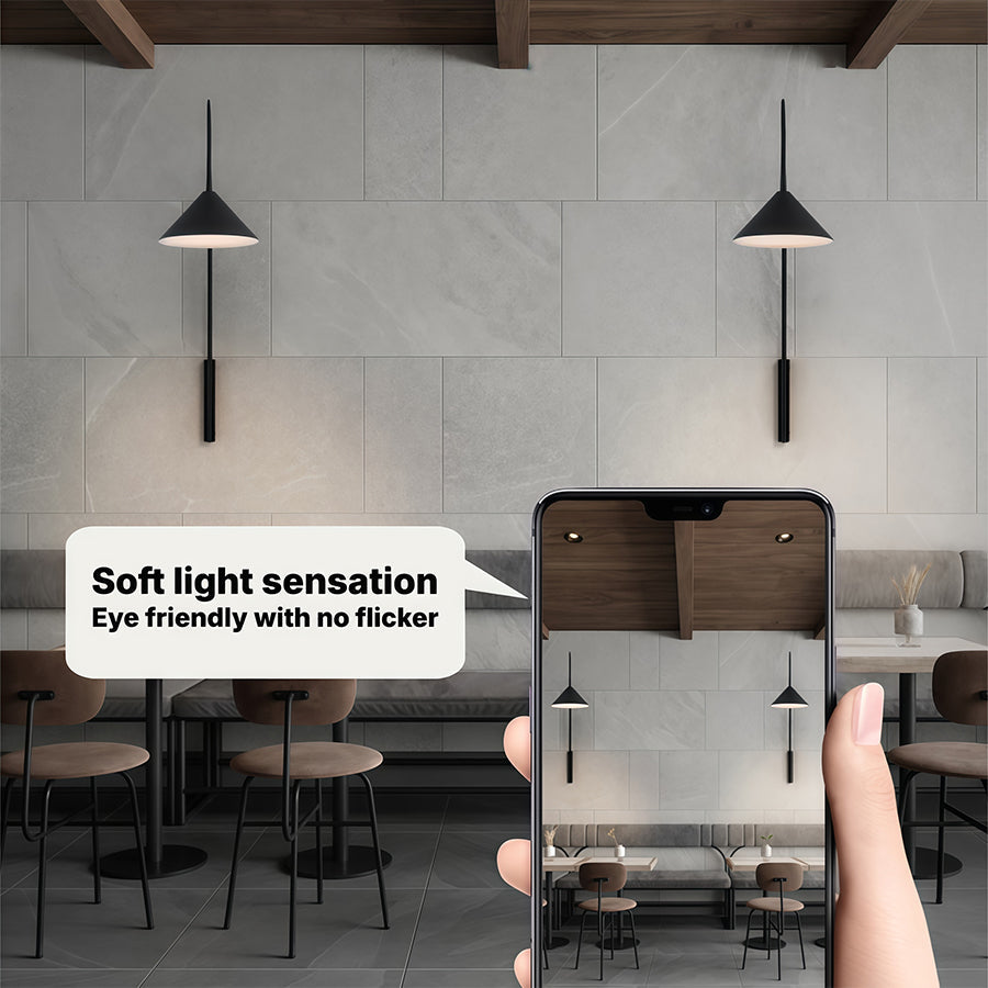 Modern Black Iron Wall Sconce with Glass Shade for Bedroom and Living Room
