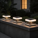 Modern Outdoor Pillar Top Light in Black Stainless Steel