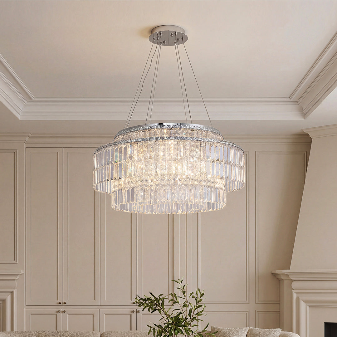 Aurelia Crystal Chandelier – Minimalist Adjustable Ceiling Light