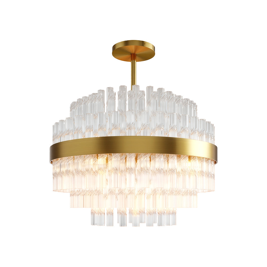 Full Copper Modern Chandelier with Clear Glass Shade for Dining Room and Living Room