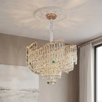 Crystal Pendant Chandelier in Champagne Gold Carbon Steel