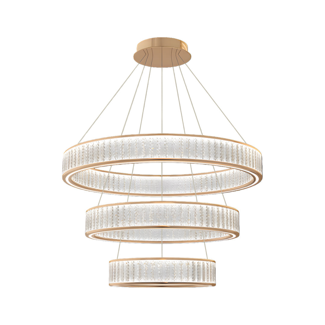 Aurelia Crystal Chandelier – Layered Gold Aluminum & LED Hanging Light