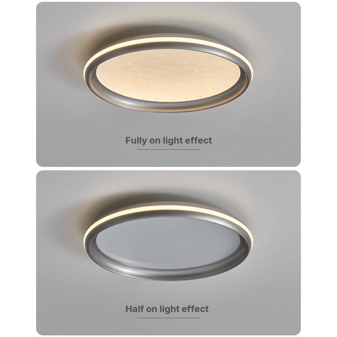 Lumina Silver LED Flush Mount Ceiling Light with White Acrylic Shade