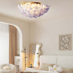 French Petal Glass Semi Flush Mount Ceiling Light in Pastel Hues