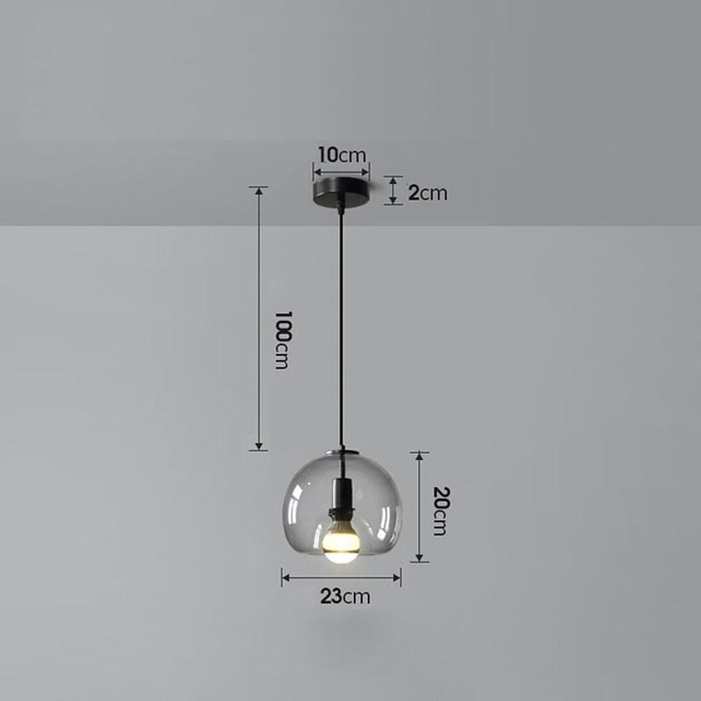 Smoked Glass Pendant Light with Matte Black Metal Shade