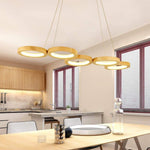 Aurelia Four-Ring Wood LED Pendant Light – Modern Minimalist Ceiling Fixture