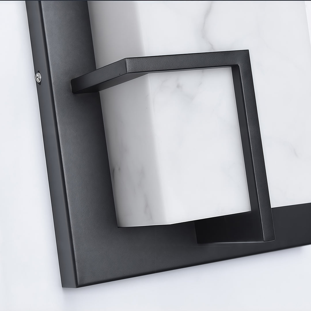 Black Stainless Steel Outdoor Wall Sconce with Marble Shade