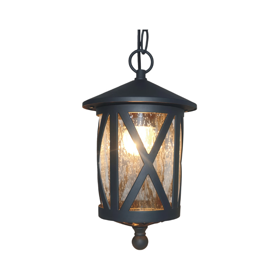 Aria Outdoor Pendant Light – Black Aluminum & Glass Lantern