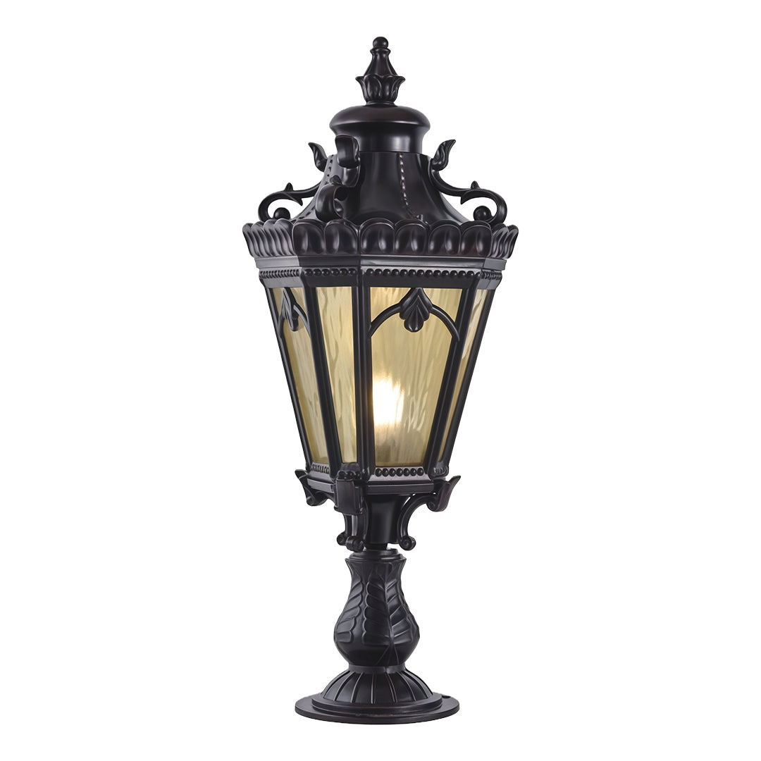 Black Aluminum Outdoor Column Light with Clear Glass Shade