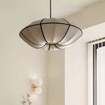 Nordic Vintage Fabric Shade Pendant Light with Metal Accents