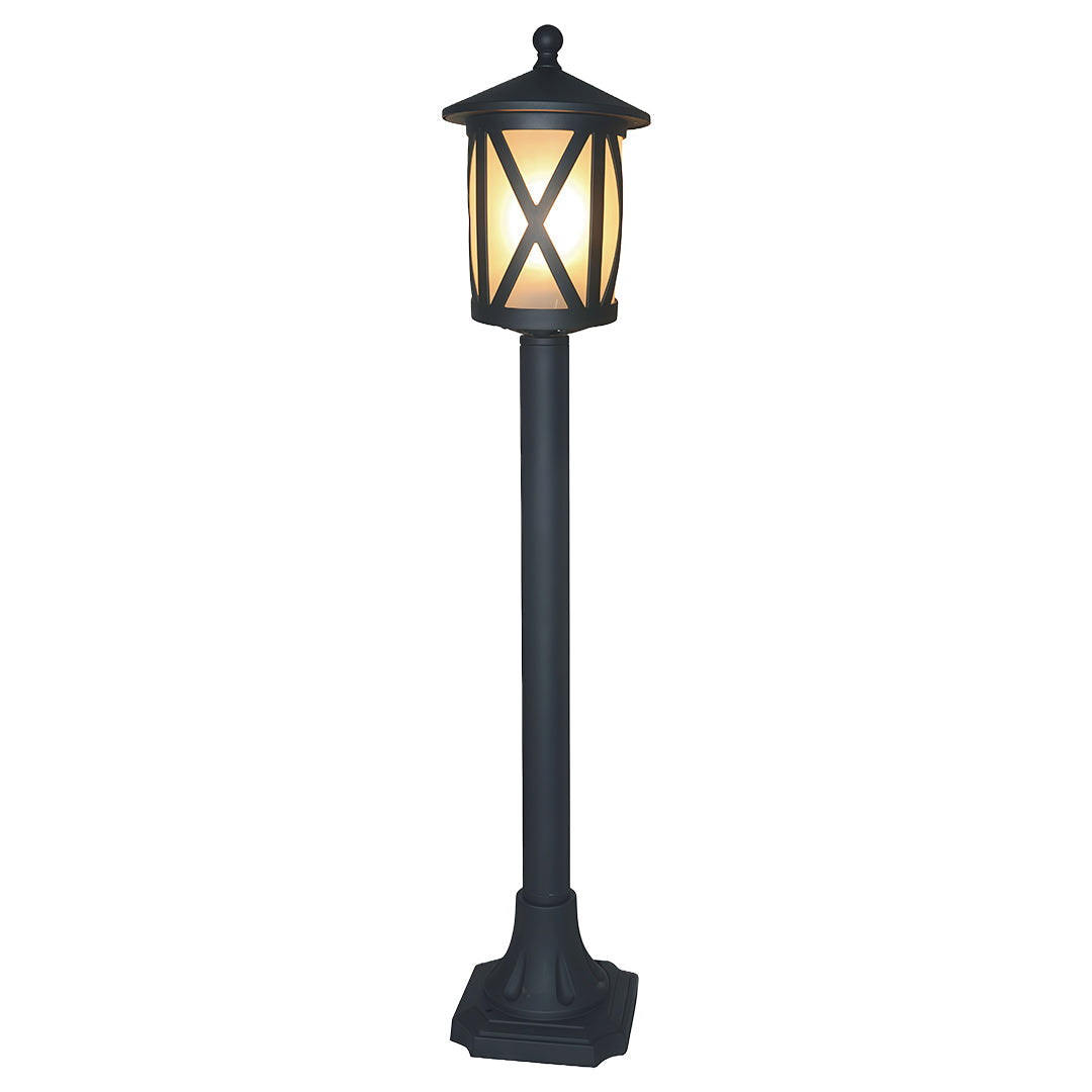 European Cast Aluminum Garden Bollard Light with Clear Glass Shade