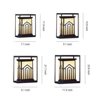 Outdoor Lantern Path Light in Black Stainless Steel with Marble-Effect Shade
