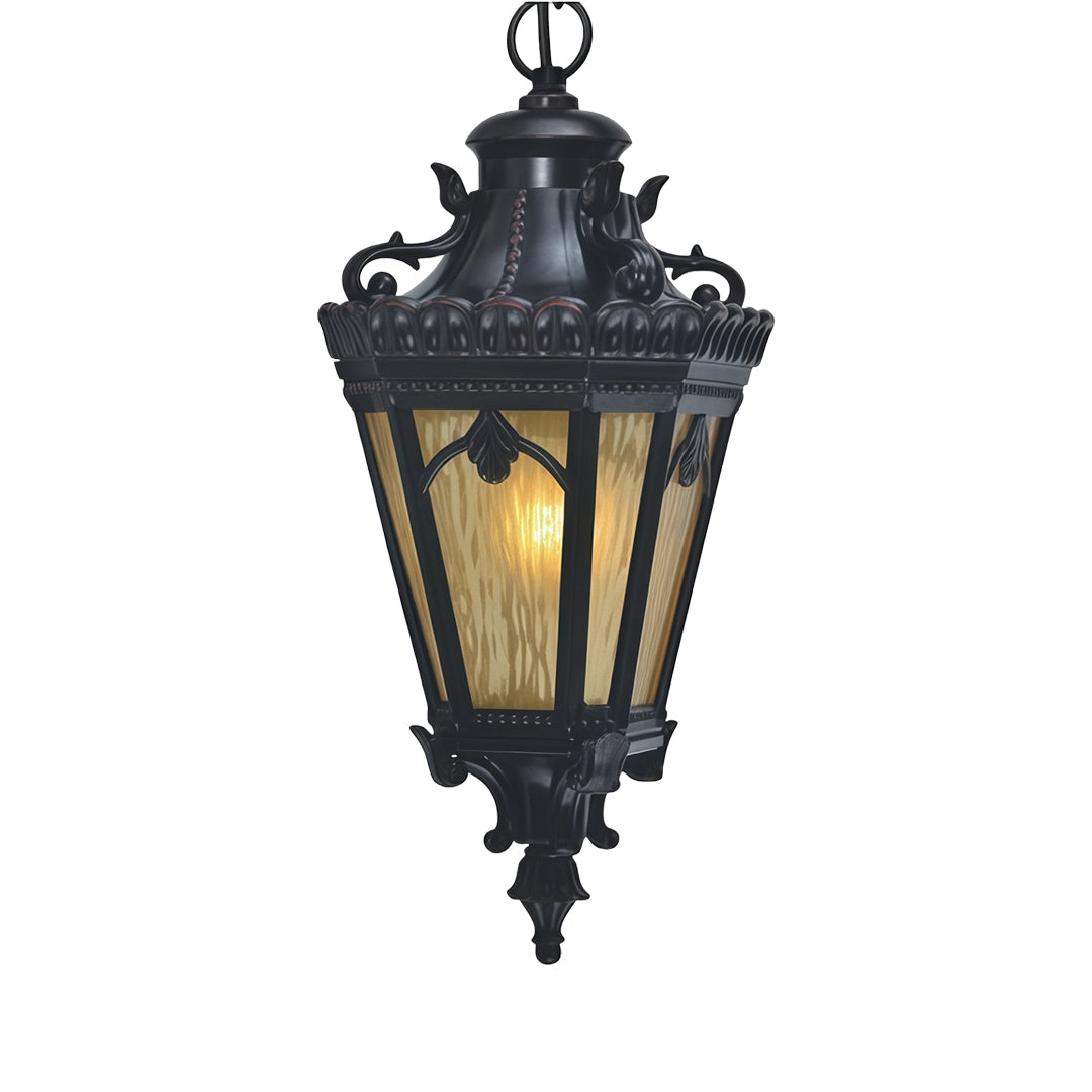 Outdoor Black Aluminum Pendant Light with Clear Glass Shade