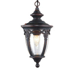 Outdoor Pendant Light with Adjustable Chain, Sand Black Aluminum & Clear Glass