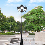 European Three-Light LED Post Lamp for Villa Gardens