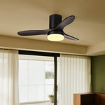 Aria 52" LED Ceiling Fan with Light, Three Solid Wood Blades, Matte Black Iron