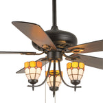 Artisan Wood Grain Ceiling Fan with Integrated Lighting – Vintage Modern Design