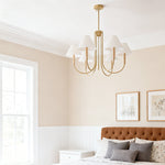 Gold Fabric Shade Chandelier with Copper Frame – 38 Inch Candle Chandelier