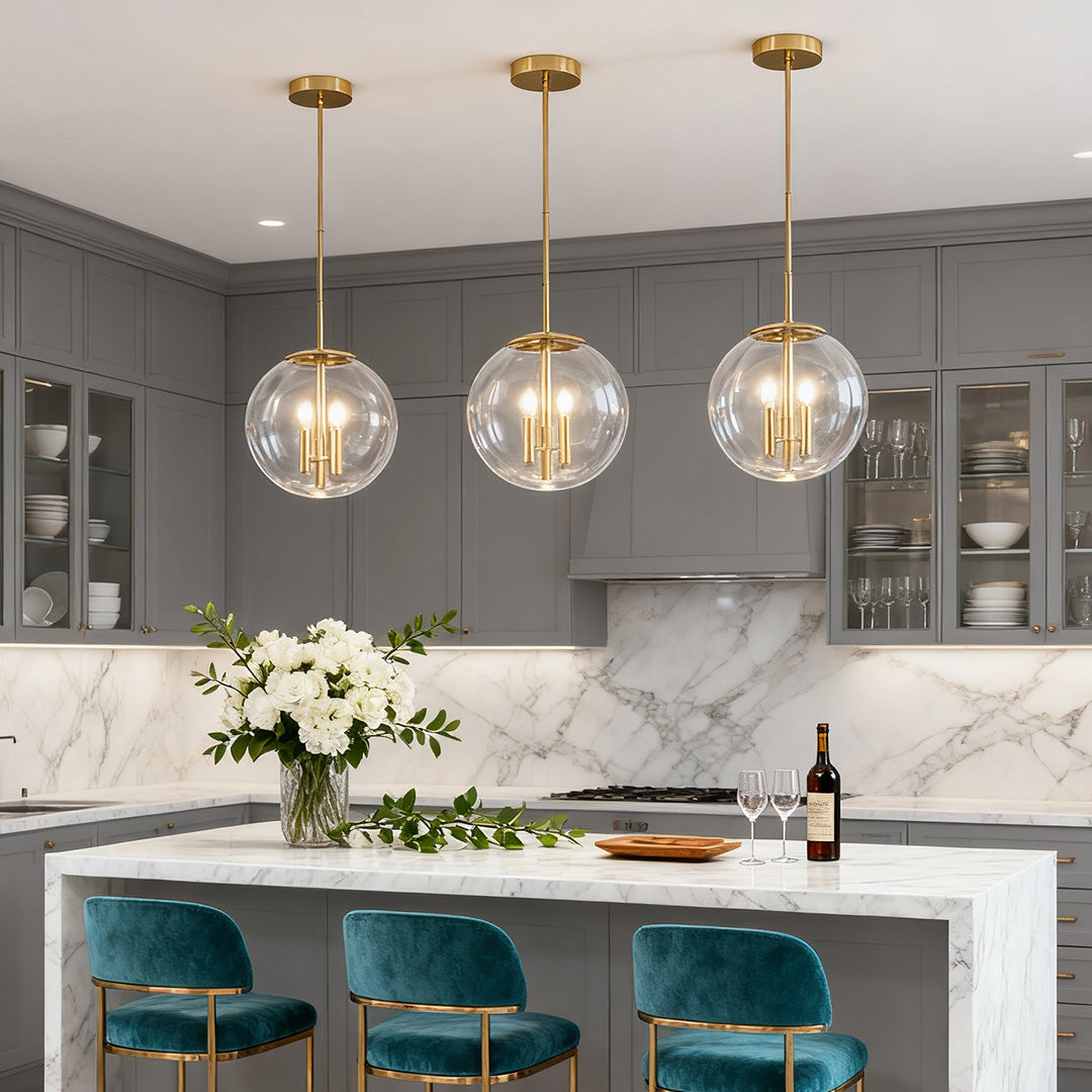 Lumina Clear Glass Globe Pendant Light in Gold