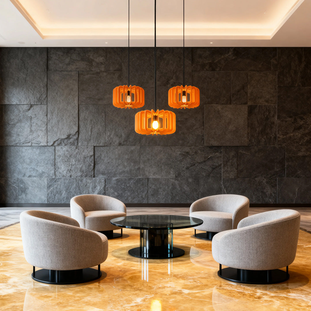 Acoustic Felt Pendant Light with Adjustable Chain – Modern Nordic Drum Shade