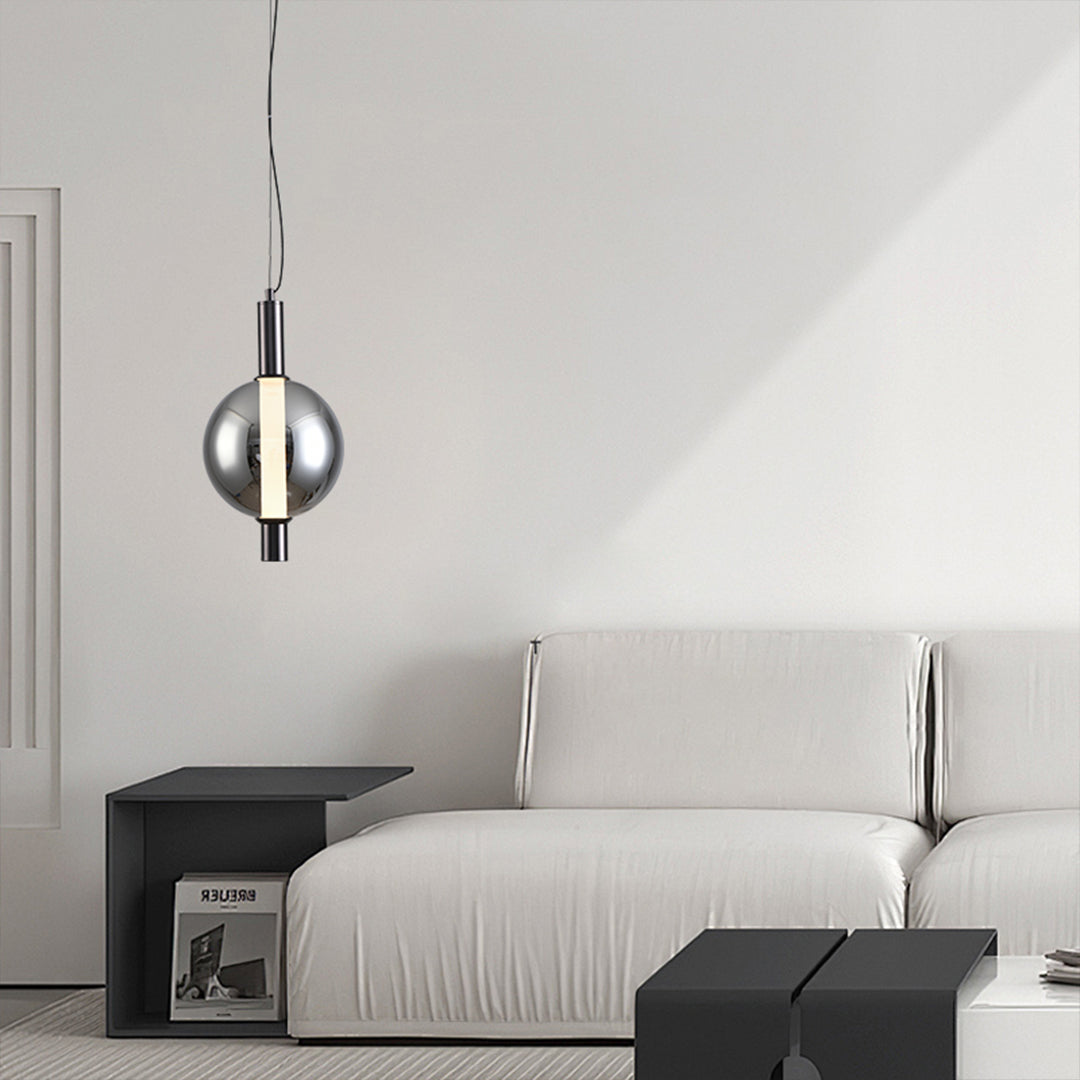 Lumina Modern Pendant Light – Minimalist LED Glass Shade in Silver