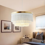 Gradated Fabric Drum Chandelier with LED Lighting, Contemporary Pendant for Dining and Living Spaces