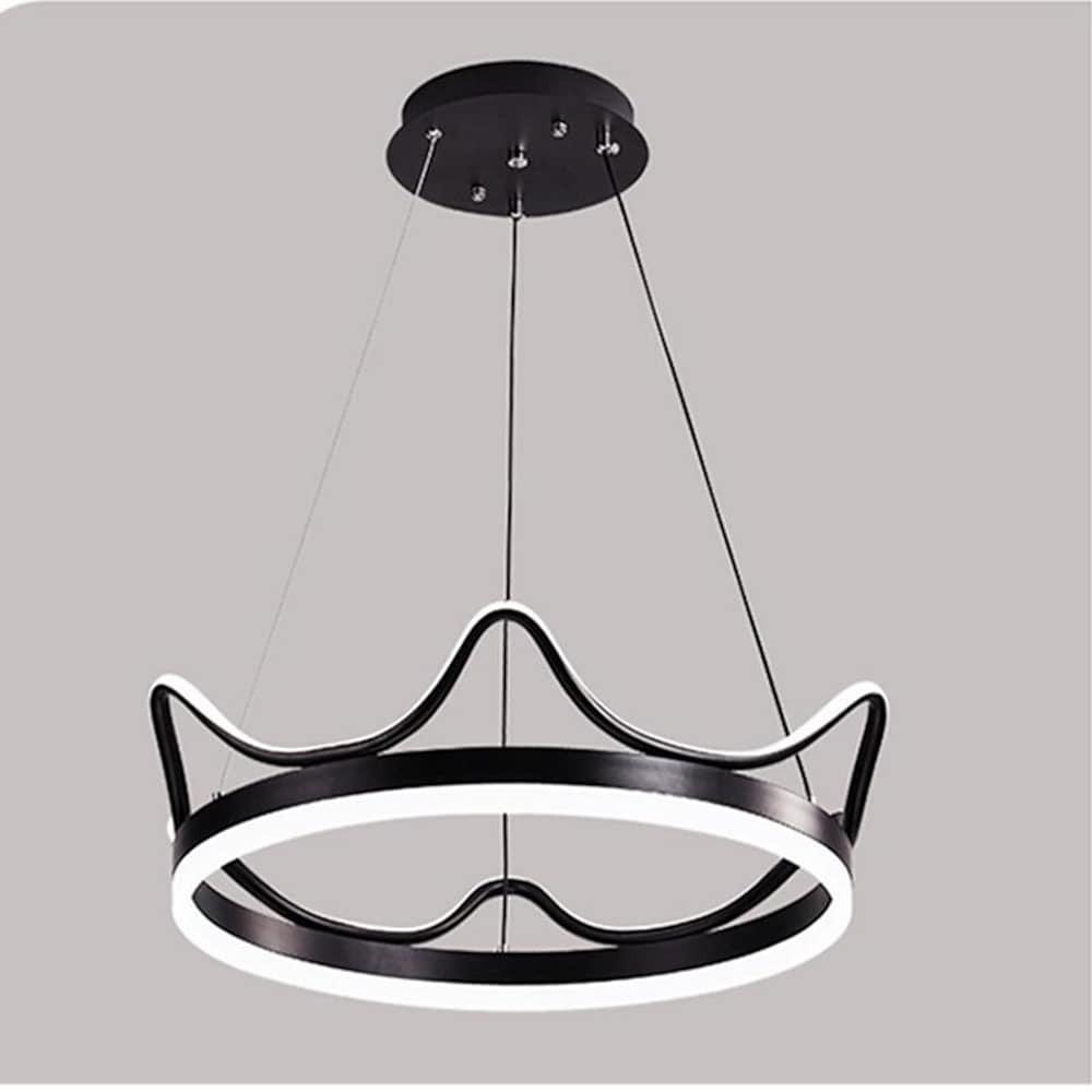 Dimmable Round Led Ring Chandelier Crown Design Modern Aluminum Acrylic Pendant Light For Living Room